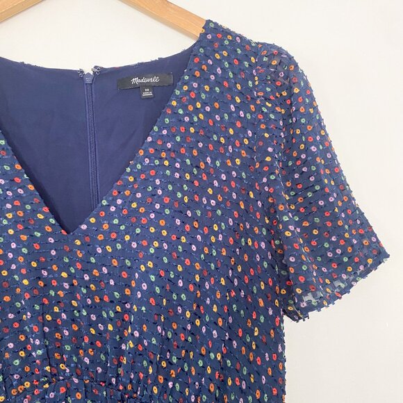 Madewell Flutter-Sleeve Ruffle-Hem Dress in Sugar Dot Size 00 - Picture 2 of 8